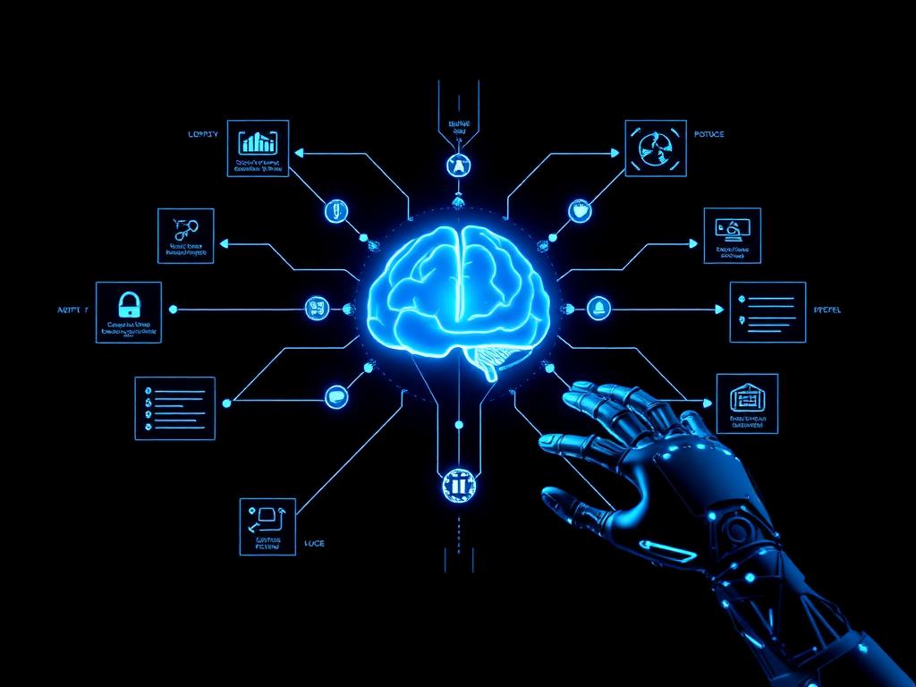 AI automation core connected to business workflows