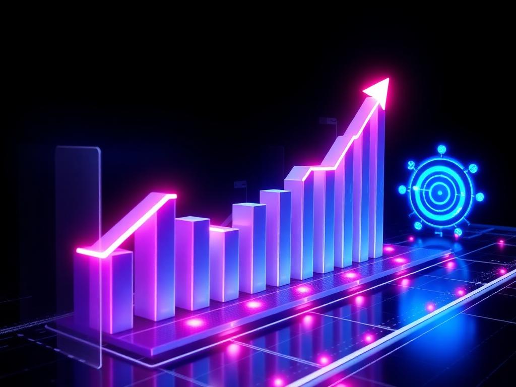 Rising business growth chart with marketing analytics